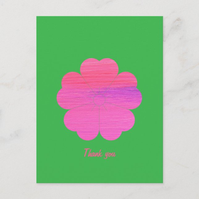 Cartão Postal Flor Mínimo Geométrico Rosa Personalizado (Frente)