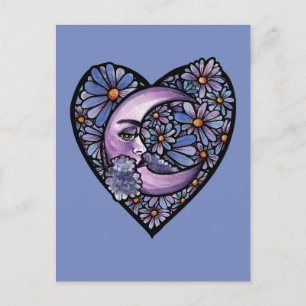Cartão Postal Flor Moon Deusa Púrpura Flores Moonchild