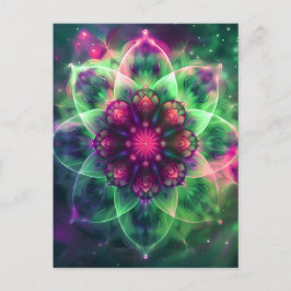 Cartão Postal Flor Neon Cósmica Mandala