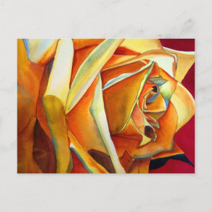 Cartão Postal Flor original de cor da água rosa amarela