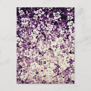 Cartão Postal Flor Power in Midnight Violet, Floral Ombre Art