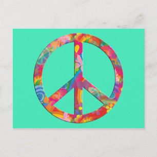 Cartão Postal Flor Power Peace   menta