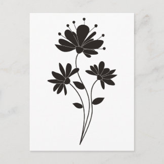 Cartão Postal Flor Preto e Branco Elegante