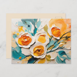 Cartão Postal Flor Primavera viva de óleo acrílico