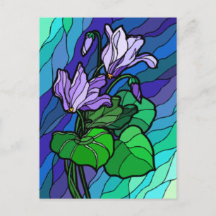 Cartão Postal Flor Roxa de Vitral