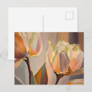 Cartão Postal Flor Silenciosa – Tulipas Abstratas em Dourado Sua