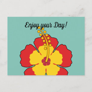 Cartão Postal Flor Tropical de Red Hibiscus Adicionar seu text