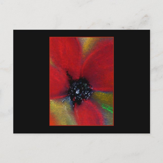 Cartão Postal Flor Vermelho, Poppy. (Frente)