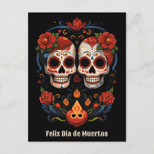 Cartão Postal 🌹 Flor y Calavera: Tributo ao Dia de Muertos 🌹
