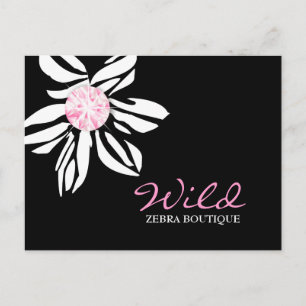 Cartão Postal Flor Zebra Selvagem 311   Dimaond Preto e Rosa