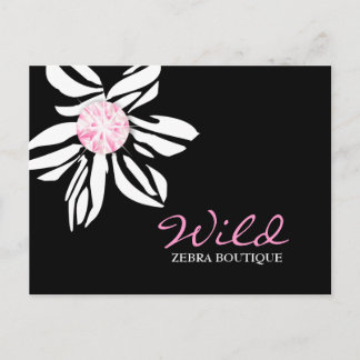 Cartão Postal Flor Zebra Selvagem 311 | Dimaond Preto e Rosa