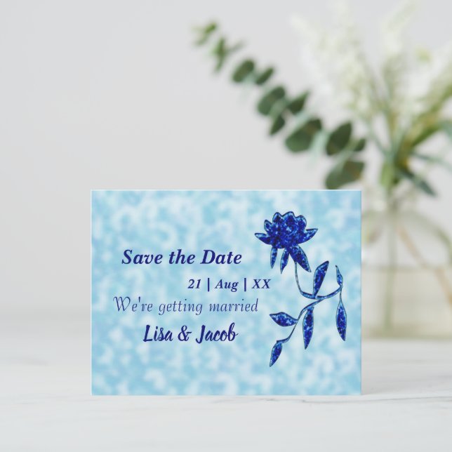 Cartão Postal Flora Azul Meia-Noite (Em pé/Frente)