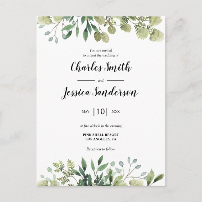 Cartão Postal Flora Verde Invitación (Frente)