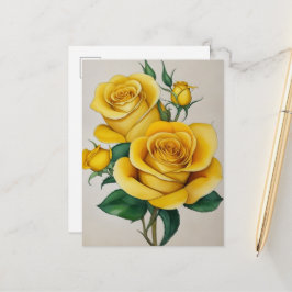Cartão Postal Flora Yellow Rose
