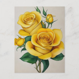 Cartão Postal Flora Yellow Rose