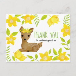 Cartão Postal Florais Amarelos Bebês | Chá de fraldas Obrigado