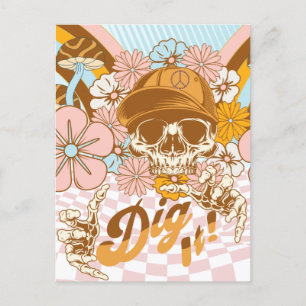 Cartão Postal Florais Botânicos Esqueleto Retro