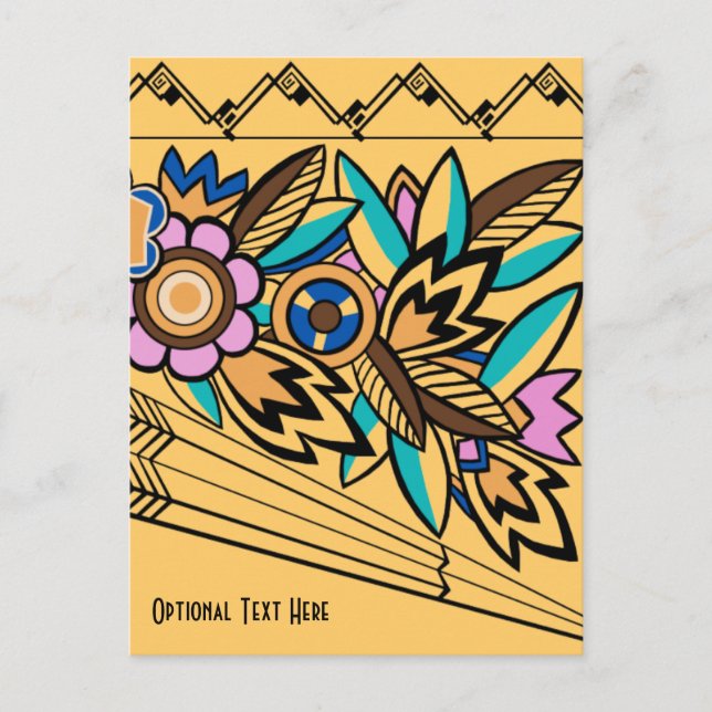 Cartão Postal Florais de Deco Negrito em Apricot (Frente)