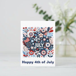 Cartão Postal Floral 4 de Julho