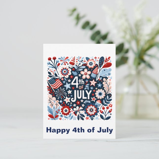 Cartão Postal Floral 4 de Julho (Em pé/Frente)