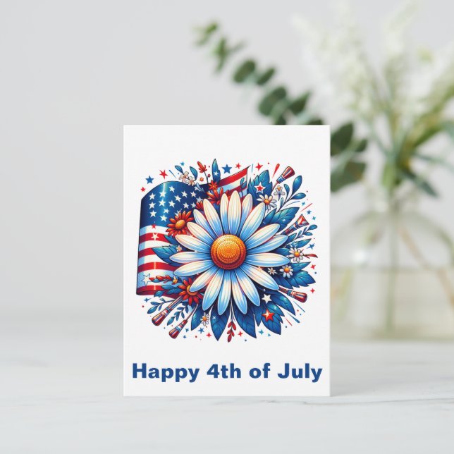 Cartão Postal Floral 4 de Julho (Em pé/Frente)