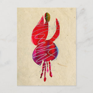 Cartão Postal Floral abstrato fúcsia em aquarela