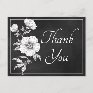 Cartão Postal Floral Agradecimento Quadro de Giz Casamento Flor 