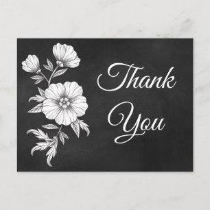 Cartão Postal Floral Agradecimento Quadro de Giz Casamento Flor 