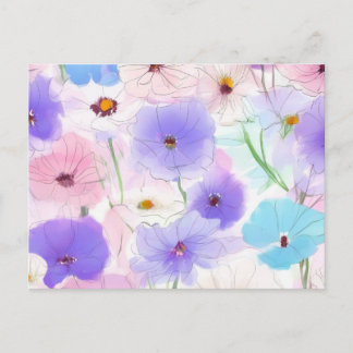 Cartão Postal Floral Aquarela Pastel 