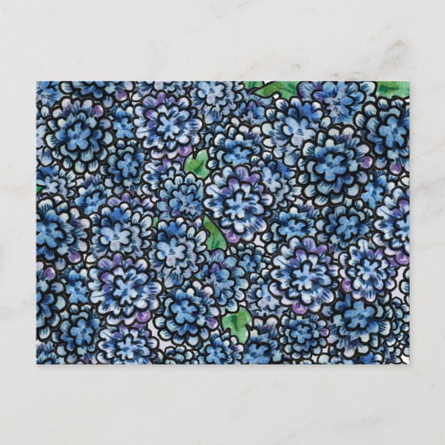 Cartão Postal Floral Azul (Frente)