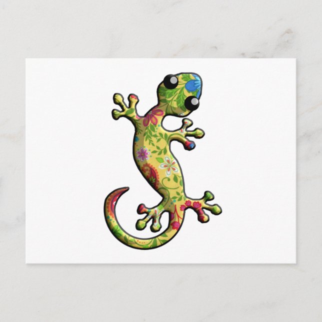 Cartão Postal Floral Azul Vermelho (Frente)