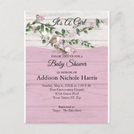 Cartão Postal Floral Baby Girl Chá Whitewash Barn Madeira