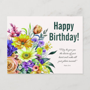 Cartão Postal Floral Birthday Blush