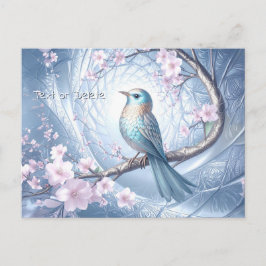Cartão Postal Floral Blue Bird
