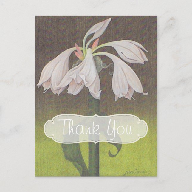 Cartão Postal Floral Branco Obrigada (Frente)