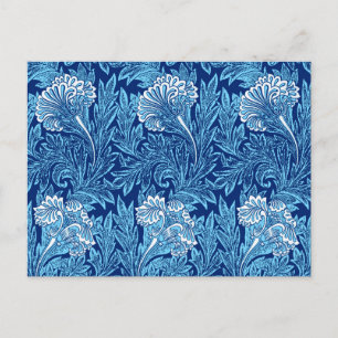 Cartão Postal Floral Damasko Jacobino, Azul Marinho, Azul Céu e