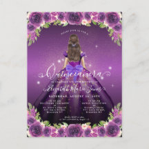 Floral Dark Purple Dourado Glam Princess Quinceane