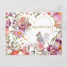 Cartão Postal Floral de Aquarela Bonito do dia de os namorados