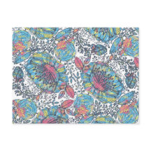 Floral de Cor Amarela Azul Moderna Vintage