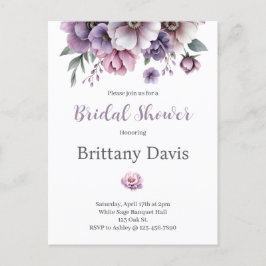 Cartão postal floral de Lavanda d'água com  chá de