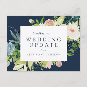 Cartão Postal Floral de marinho de atualização de casamento