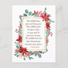 Cartão Postal Floral de Natal O Senhor Abençoa Você Bíblia Verda