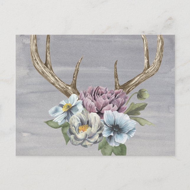 Cartão Postal Floral Deer Antlers (Frente)
