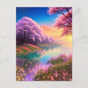 Cartão Postal Floral Delight pelo lago
