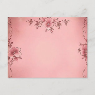 Cartão Postal Floral Desbotado em Fundo Rosa