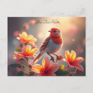 Cartão Postal Floral do Pássaro Laranja