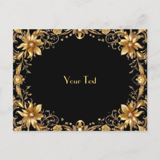 Cartão Postal Floral Dourado
