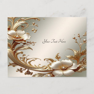 Cartão Postal Floral Dourado
