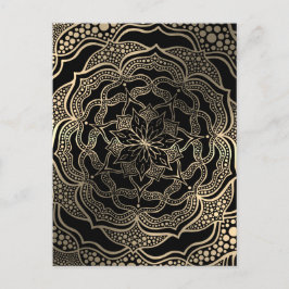 Cartão Postal Floral Dourado e preto Mandala linda Na moda