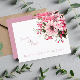 Cartão Postal Floral Dusty Pink Wildflower Summer Salvar Data